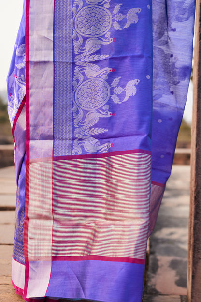 Mor Chandni Pattu Silk Chanderi Saree