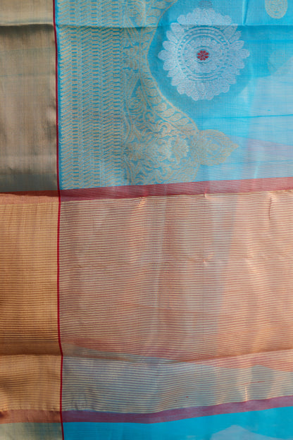 Aasmani Mehar Pattu Silk Chanderi Saree