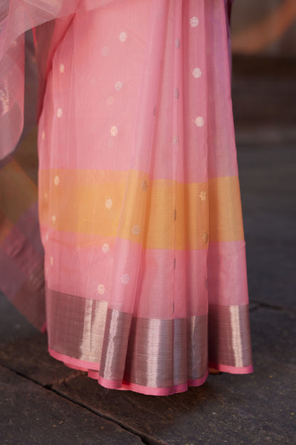 Gulabi Aarzoo Kattan Silk Chanderi Saree
