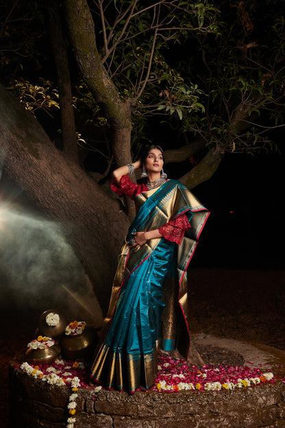 Falak Kanchi Border Pure Silk Chanderi Saree