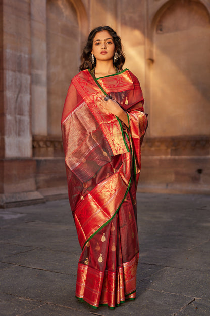 Zewar Gehna Kattan Silk Chanderi Saree