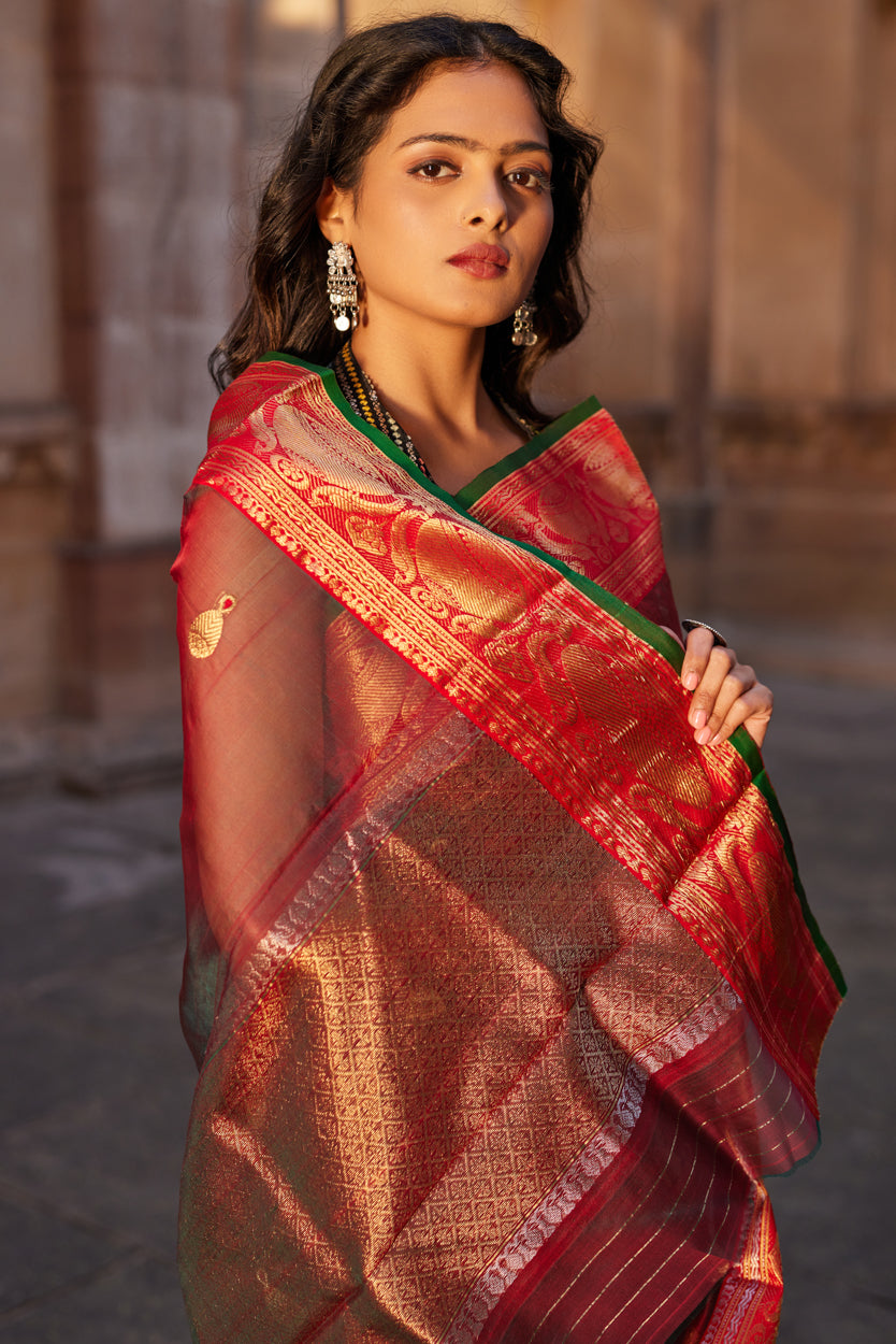Zewar Gehna Kattan Silk Chanderi Saree