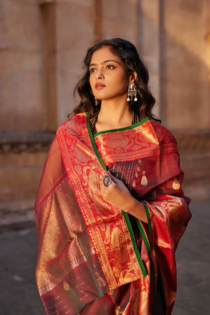 Zewar Gehna Kattan Silk Chanderi Saree