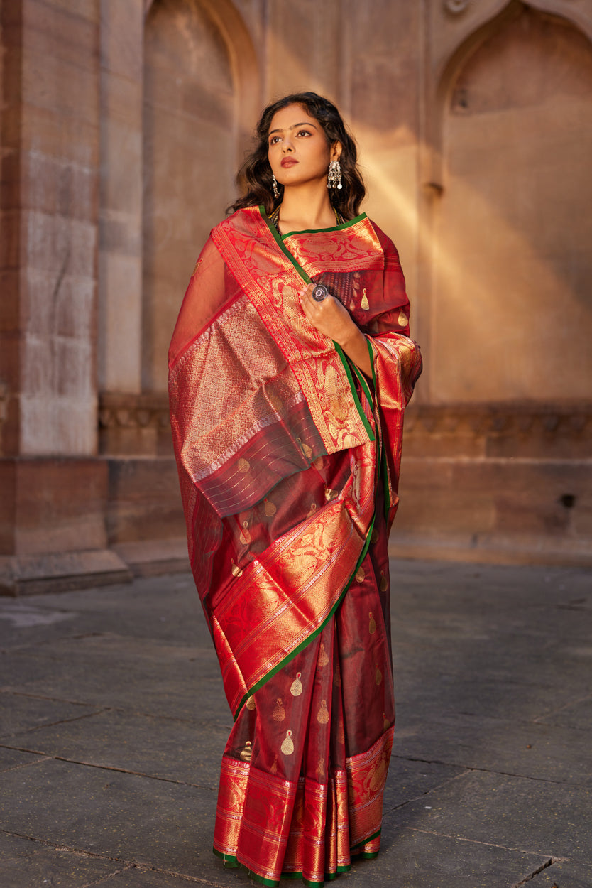 Zewar Gehna Kattan Silk Chanderi Saree