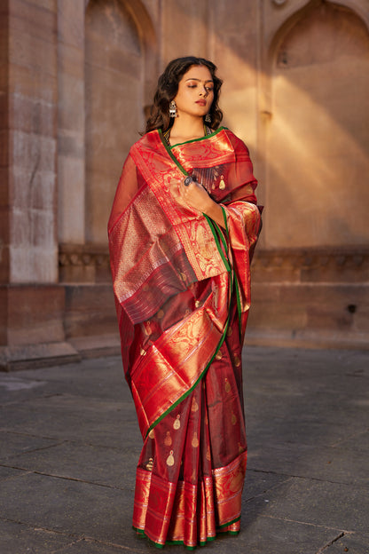 Zewar Gehna Kattan Silk Chanderi Saree