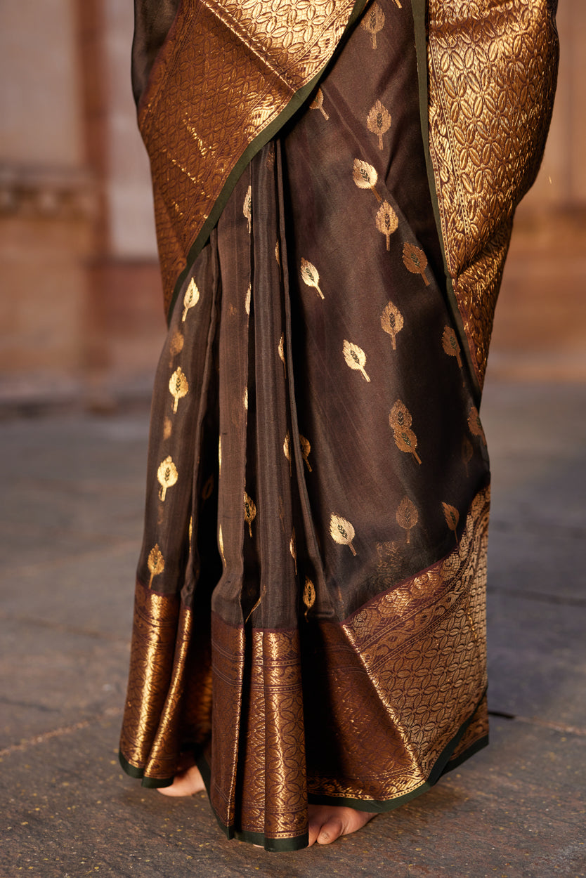 Siyahi Parwana Silk Chanderi Saree