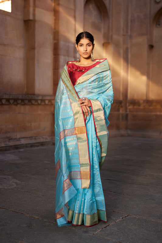 Aasmani Falak Silk Chanderi Saree
