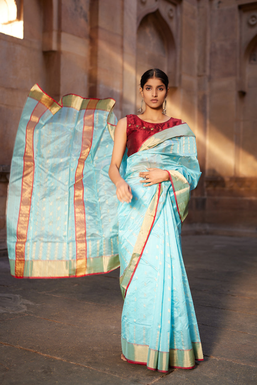 Aasmani Falak Silk Chanderi Saree
