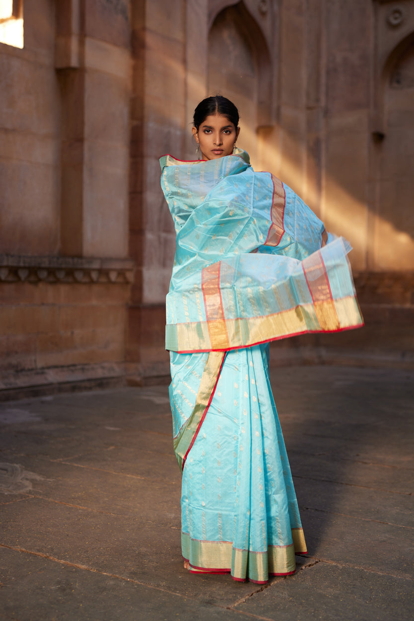 Aasmani Falak Silk Chanderi Saree
