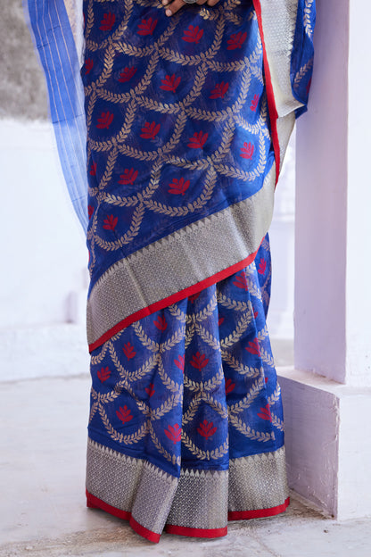 Neel Chandni Pattu Silk Chanderi Saree