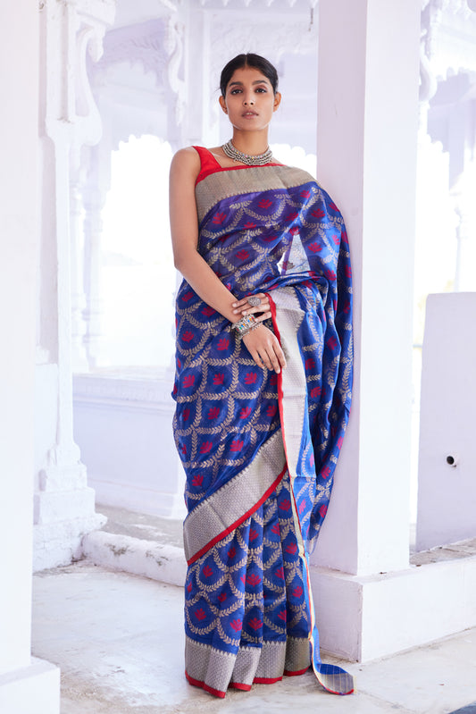 Neel Chandni Pattu Silk Chanderi Saree