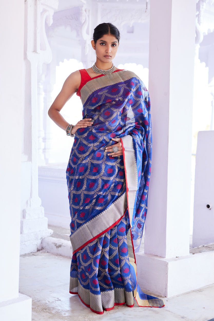Neel Chandni Pattu Silk Chanderi Saree
