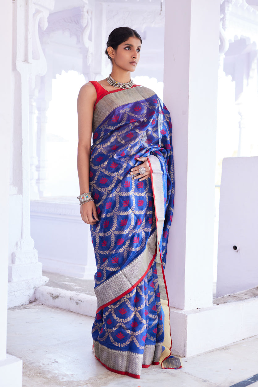 Neel Chandni Pattu Silk Chanderi Saree