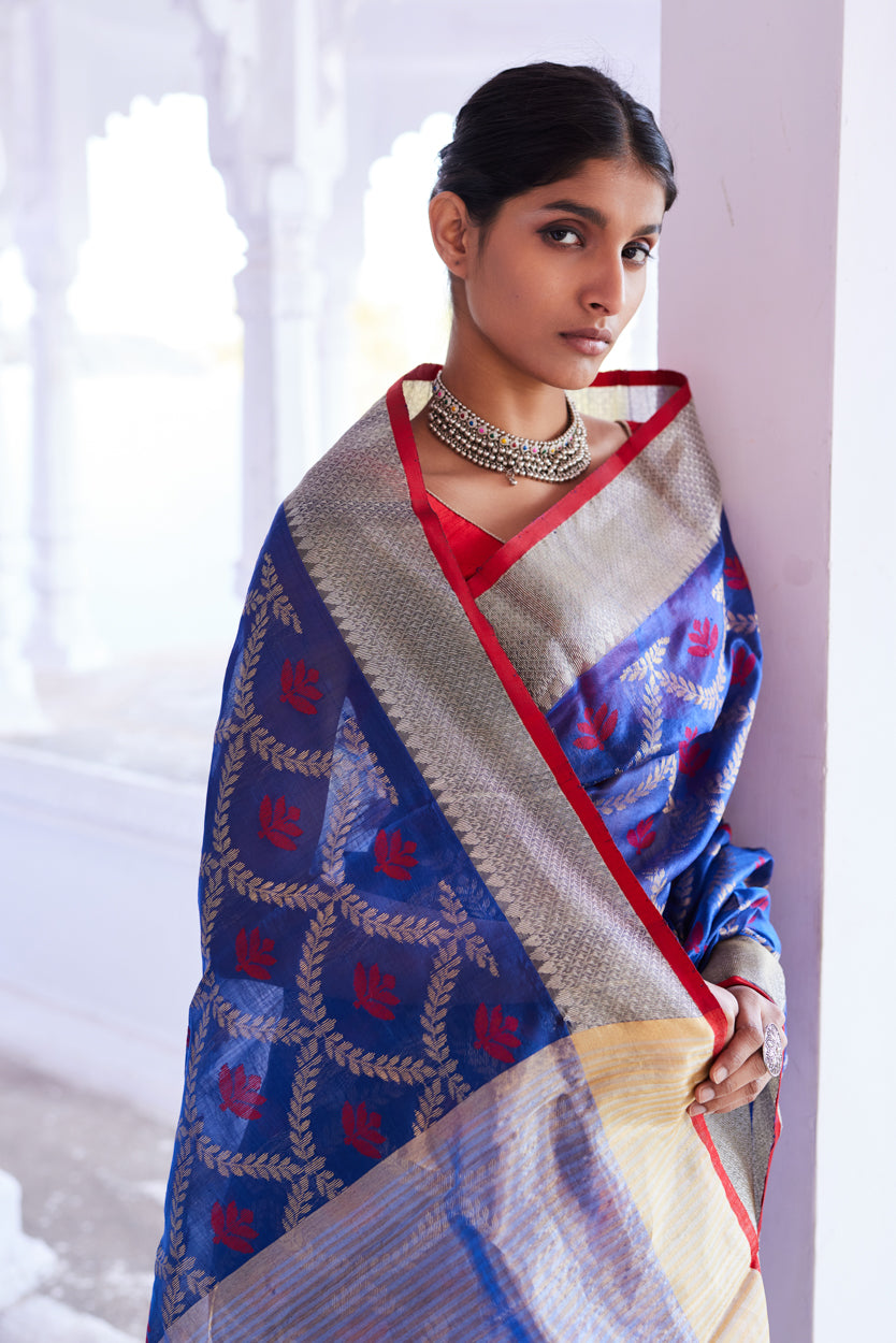 Neel Chandni Pattu Silk Chanderi Saree