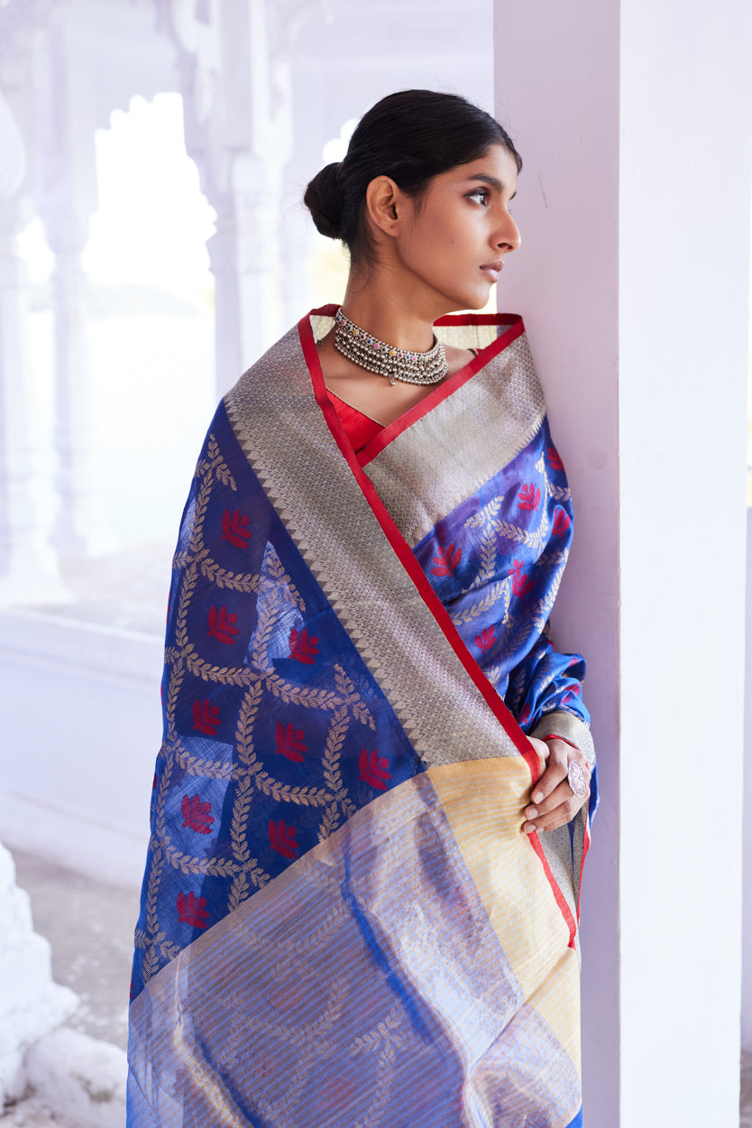 Neel Chandni Pattu Silk Chanderi Saree