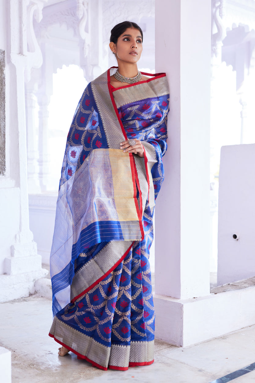 Neel Chandni Pattu Silk Chanderi Saree