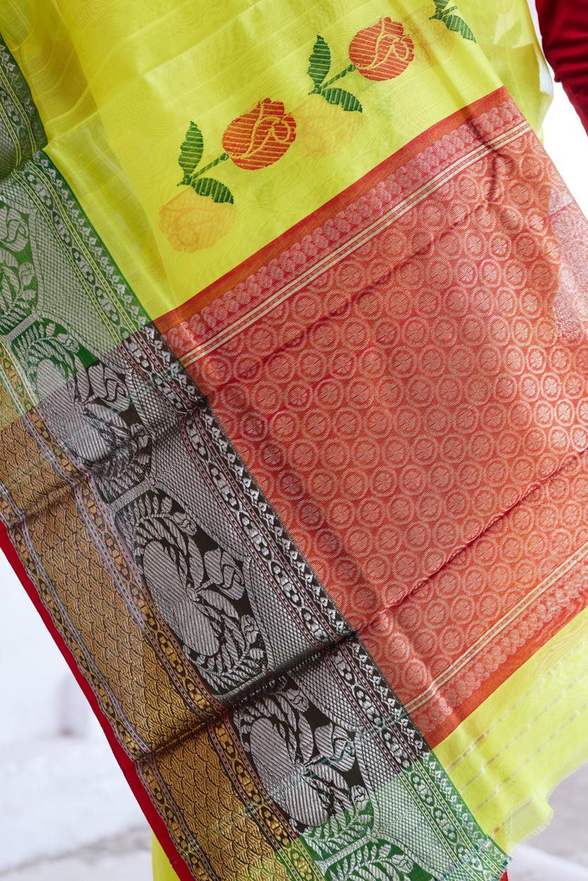 Sanidhya Pattu Silk Chanderi Saree