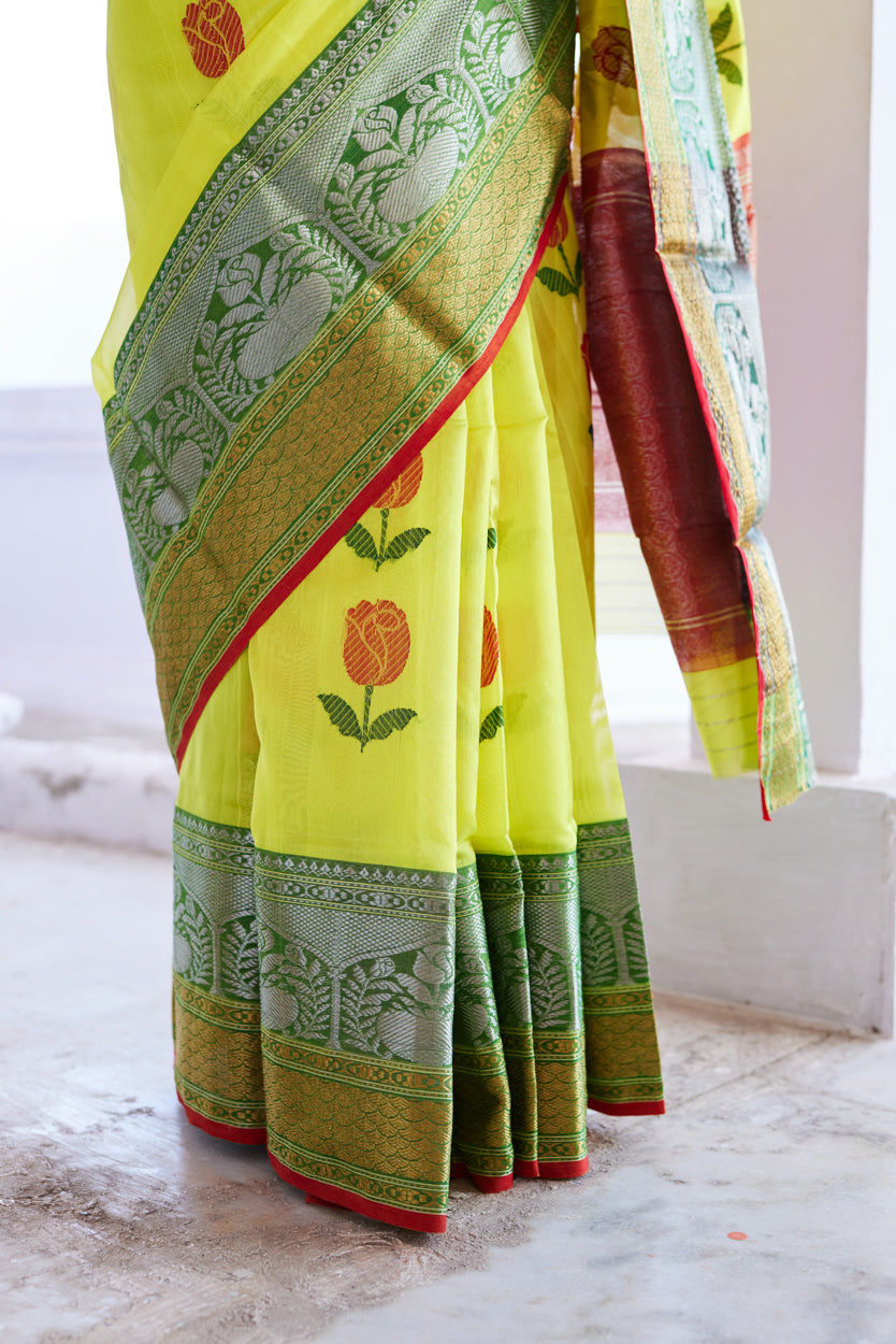 Sanidhya Pattu Silk Chanderi Saree