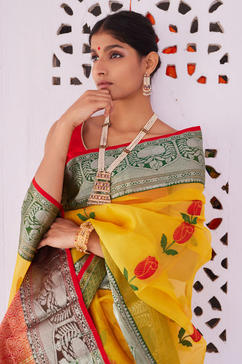 Surmayi Pattu Silk Chanderi Saree