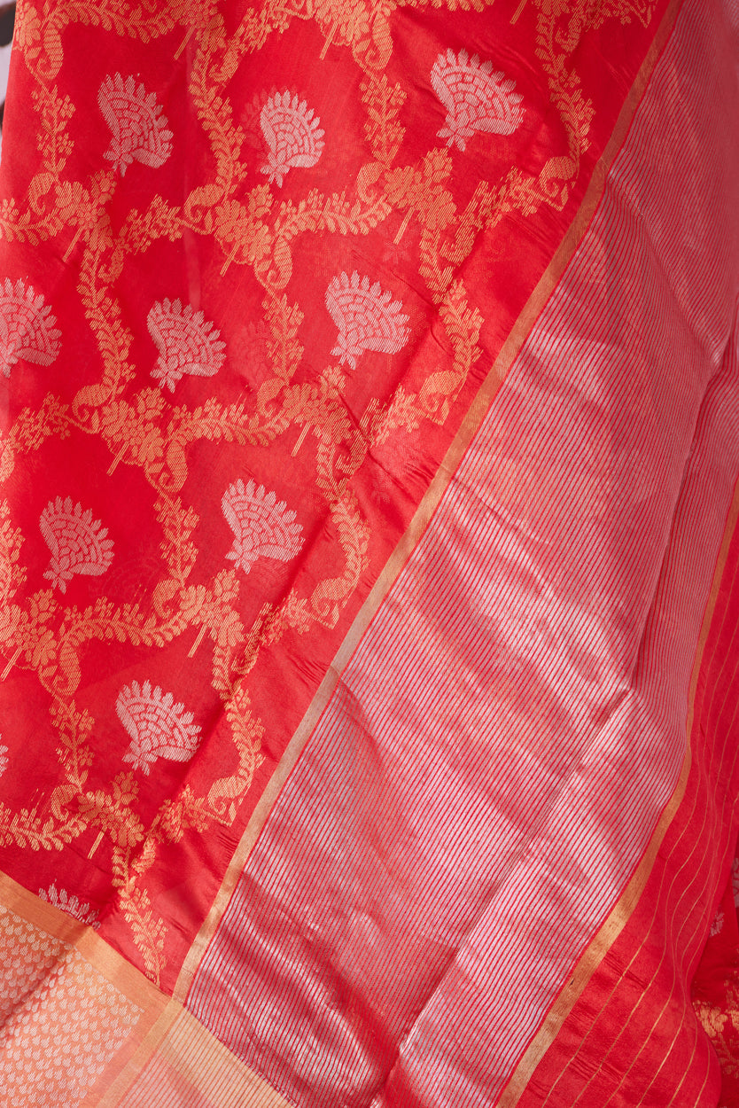 Chandbali Kattan Silk Chanderi Saree