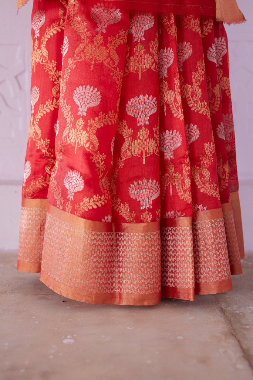 Chandbali Kattan Silk Chanderi Saree
