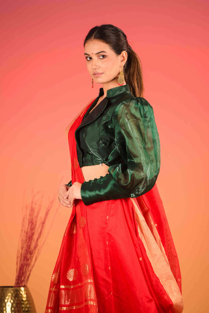 Surkh Bahaar Chanderi Cotton Silk Saree