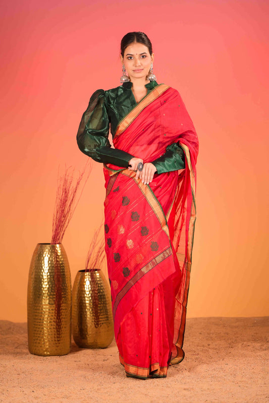 Siyahi Boond Chanderi Cotton Silk Saree