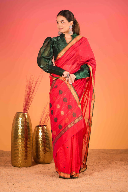 Siyahi Boond Chanderi Cotton Silk Saree