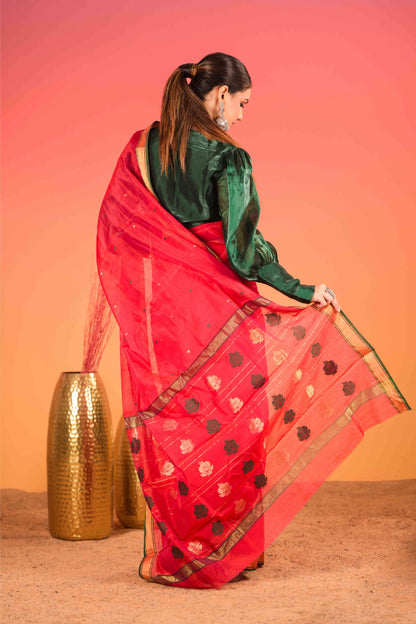 Siyahi Boond Chanderi Cotton Silk Saree