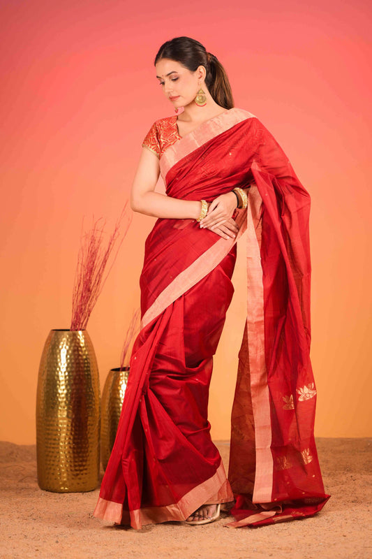 Sunehri Kamalta Chanderi Cotton Silk Saree