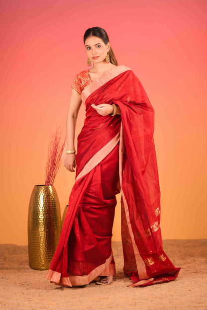 Sunehri Kamalta Chanderi Cotton Silk Saree