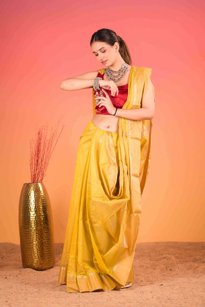 Haldi Chandni Chanderi Cotton Silk Saree