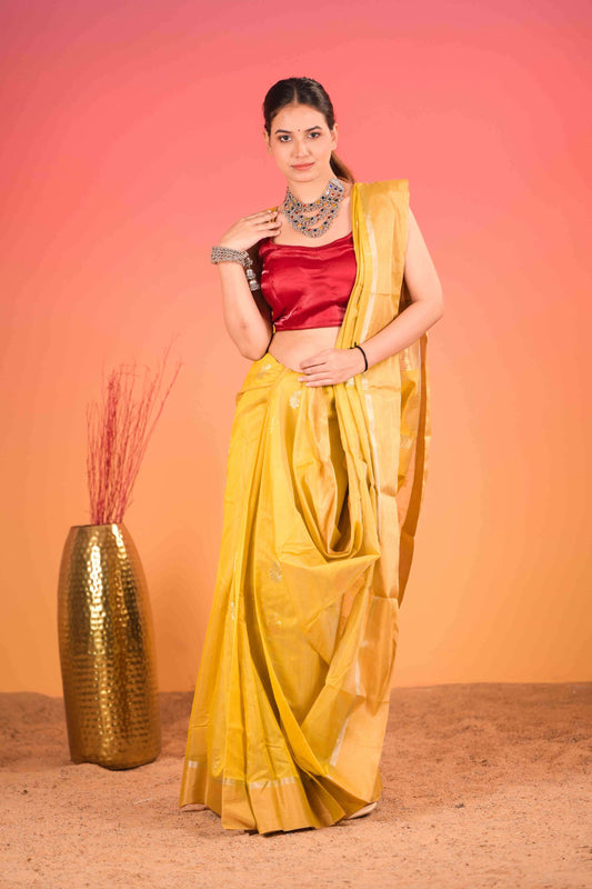 Haldi Chandni Chanderi Cotton Silk Saree