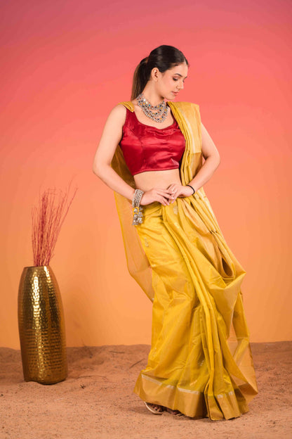 Haldi Chandni Chanderi Cotton Silk Saree