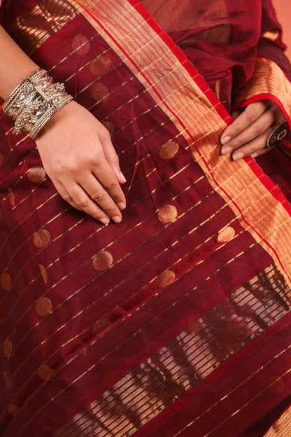 Surkh Bindu Chanderi Cotton Silk Saree
