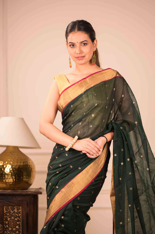 Puṣpa Gahana Chanderi Cotton Silk Saree