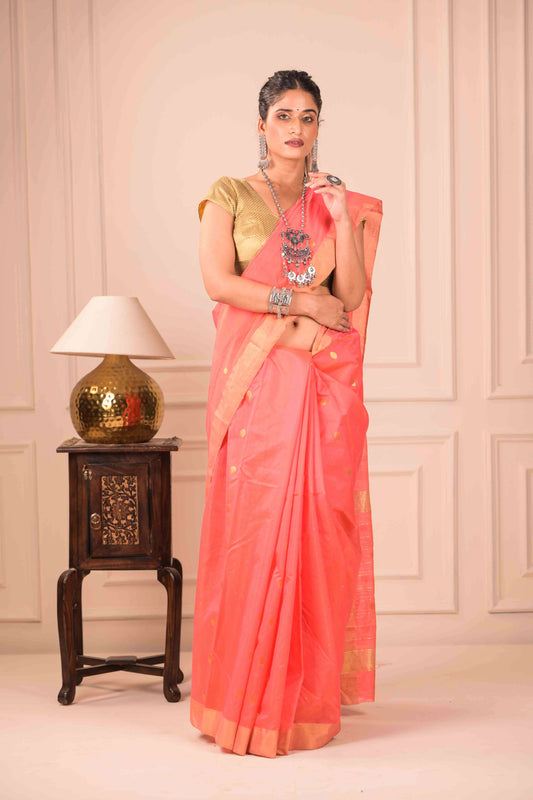 Kesari Jyoti Chanderi Cotton Silk Saree