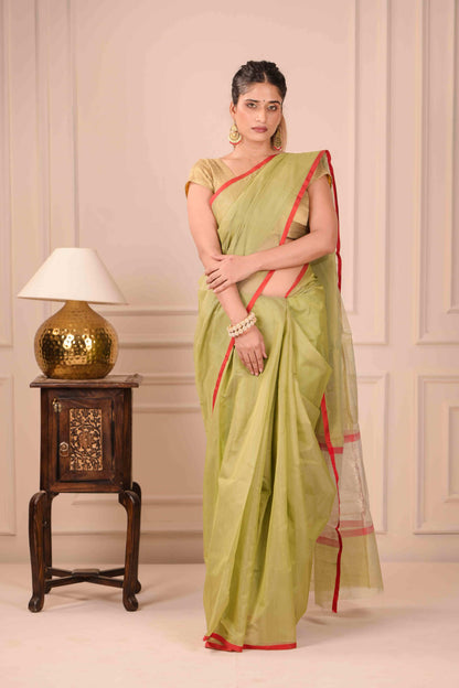 Pista Jyoti Anutha Chanderi Cotton Silk Saree