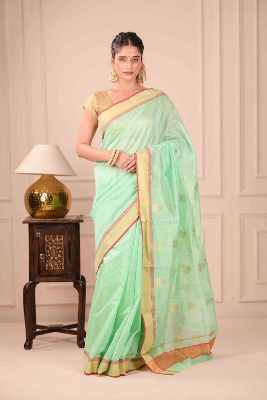 Vana Puṣpa Kanchana Chanderi Cotton Silk Saree