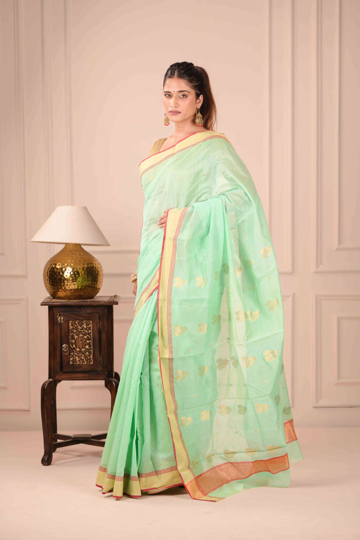 Vana Puṣpa Kanchana Chanderi Cotton Silk Saree