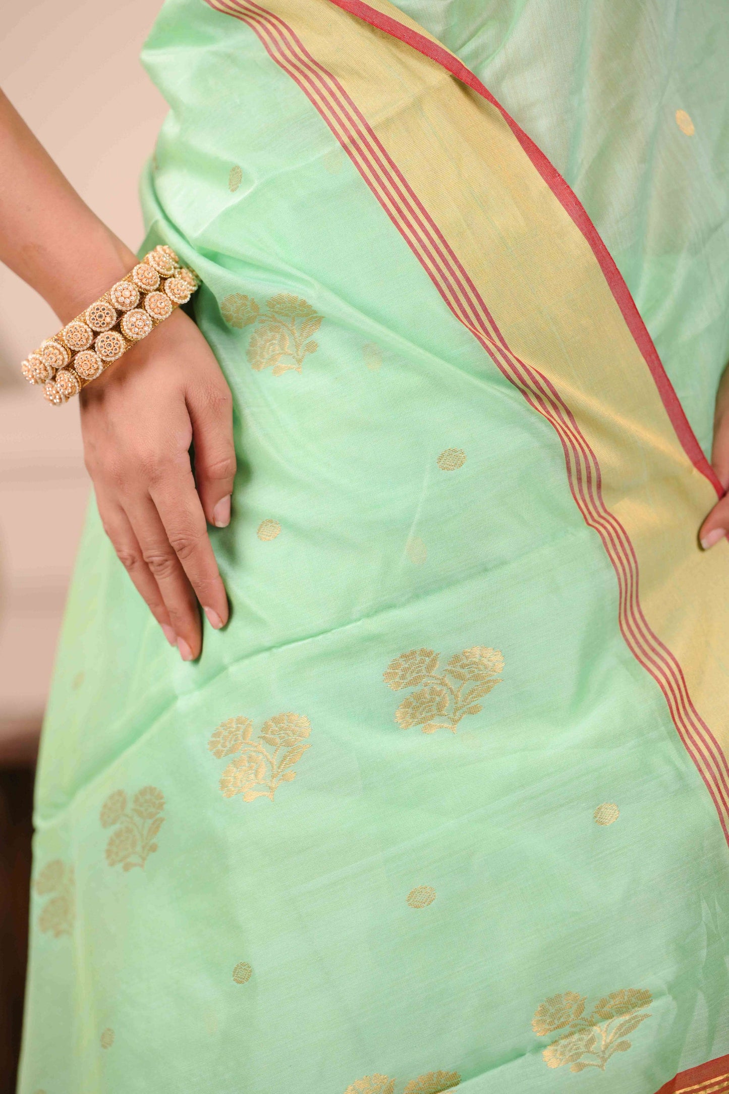 Vana Puṣpa Kanchana Chanderi Cotton Silk Saree