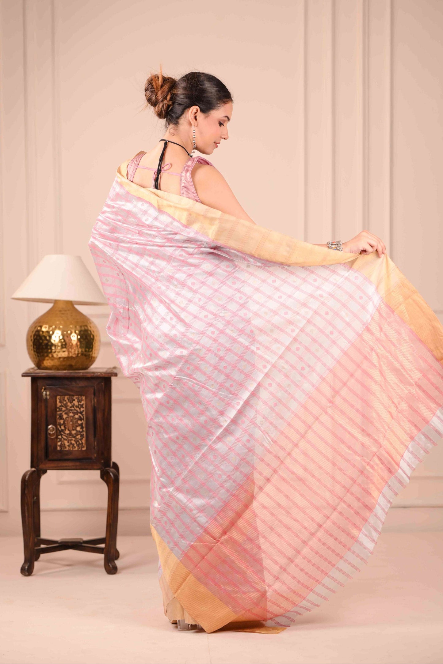 Gulabi Kalamkari Saree Chanderi Cotton Silk Saree