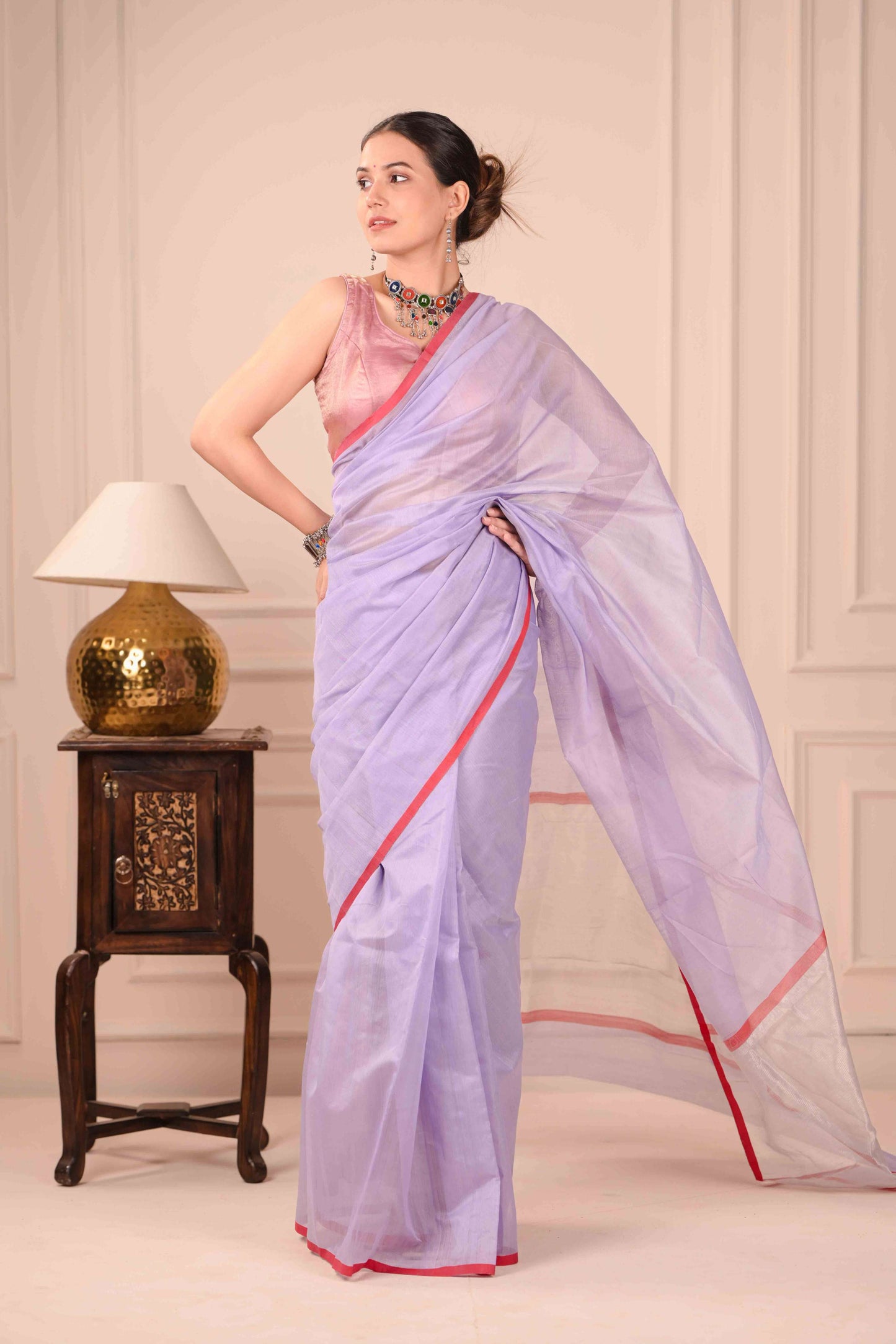 Lavanya Sindur Chanderi Cotton Silk Saree