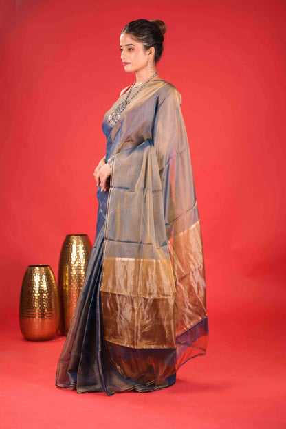 Svarnim Neelambari Chanderi Tissue Saree