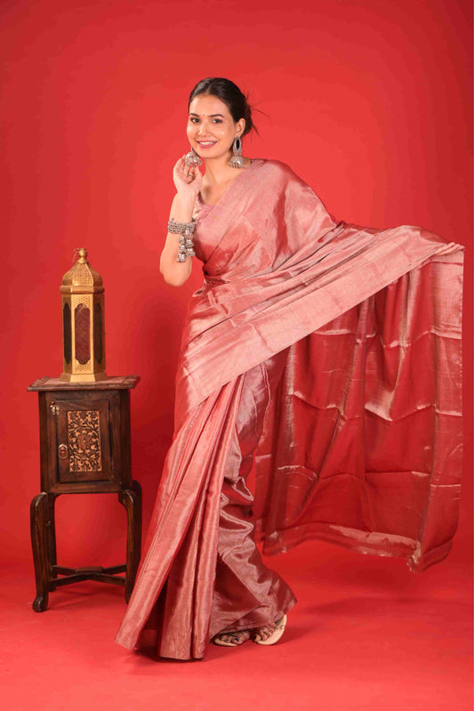 Gulabi Kainnat Chanderi Tissue Saree