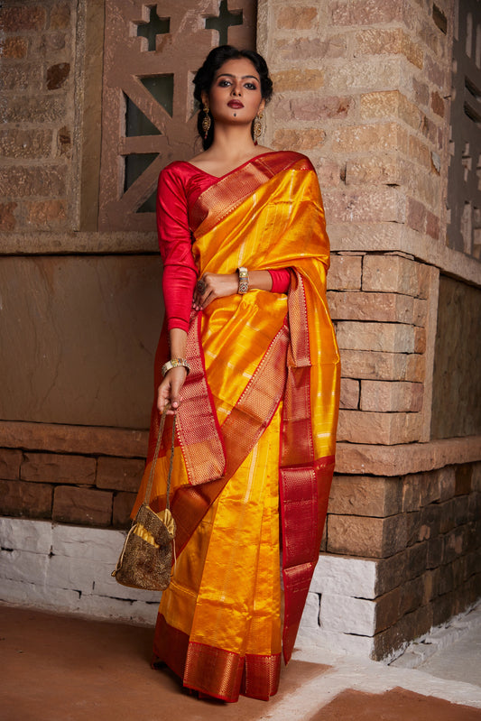 Zarrin Nazakat Striped Pure Silk Chanderi Saree